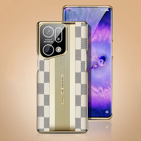 Coque Luxe Cuir Housse Etui AT1 pour Oppo Find X5 5G Blanc