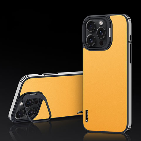 Coque Luxe Cuir Housse Etui AT5 pour Apple iPhone 15 Pro Max Jaune