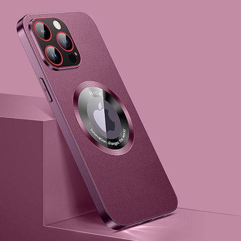 Coque Luxe Cuir Housse Etui avec Mag-Safe Magnetic Magnetique QC1 pour Apple iPhone 12 Pro Max Rouge
