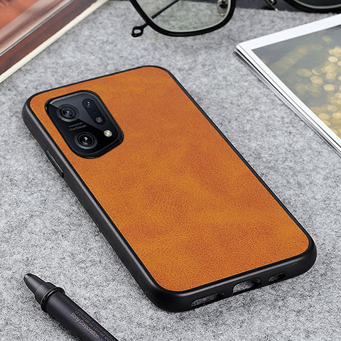 Coque Luxe Cuir Housse Etui B08H pour Oppo Find X5 5G Marron