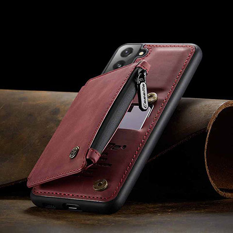 Coque Luxe Cuir Housse Etui C03S pour Samsung Galaxy S21 FE 5G Rouge