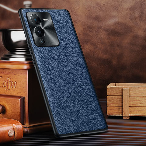 Coque Luxe Cuir Housse Etui DL1 pour Vivo V25 Pro 5G Bleu