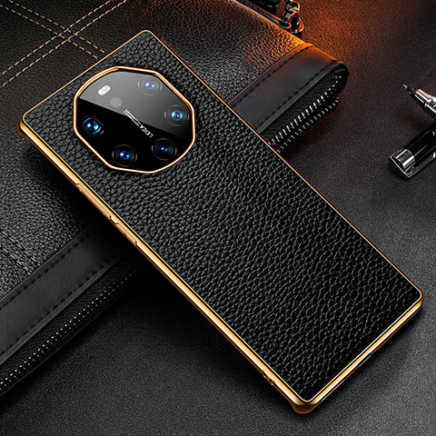 Coque Luxe Cuir Housse Etui DL2 pour Huawei Mate 40 RS Noir