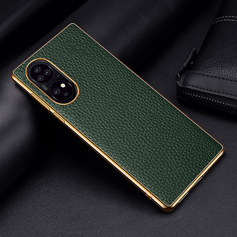 Coque Luxe Cuir Housse Etui DL2 pour Huawei P50 Pro Vert