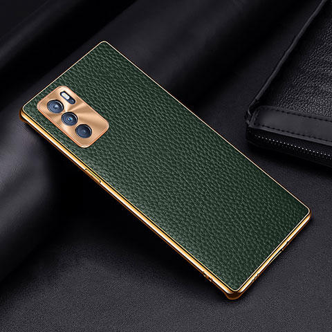 Coque Luxe Cuir Housse Etui DL2 pour Oppo Reno6 Pro 5G India Vert