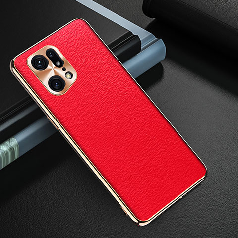 Coque Luxe Cuir Housse Etui GS1 pour Oppo Find X5 Pro 5G Rouge