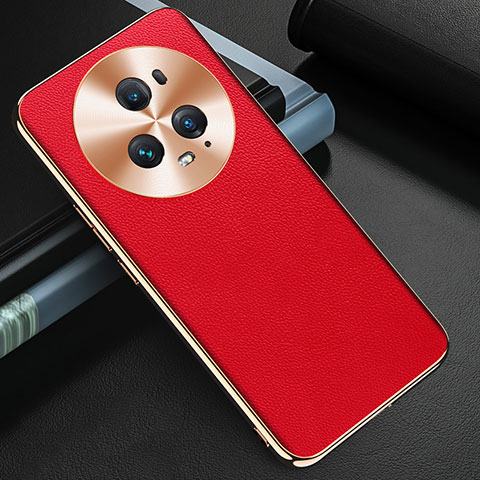 Coque Luxe Cuir Housse Etui GS3 pour Huawei Honor Magic5 Pro 5G Rouge