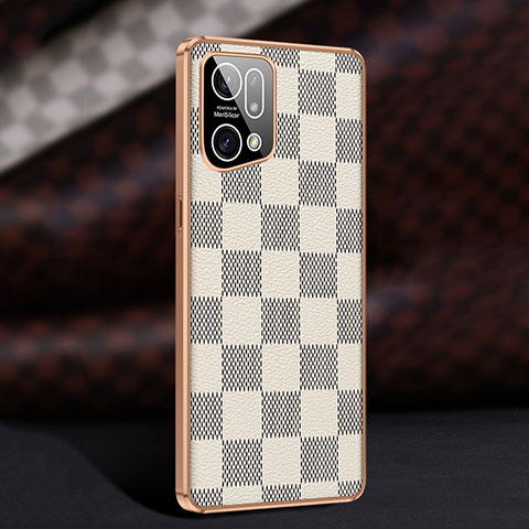 Coque Luxe Cuir Housse Etui JB1 pour Oppo Find X5 5G Blanc