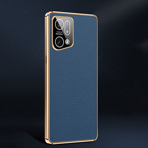 Coque Luxe Cuir Housse Etui JB2 pour Oppo Find X5 5G Bleu