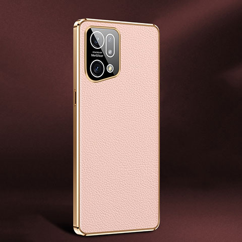 Coque Luxe Cuir Housse Etui JB2 pour Oppo Find X5 5G Rose