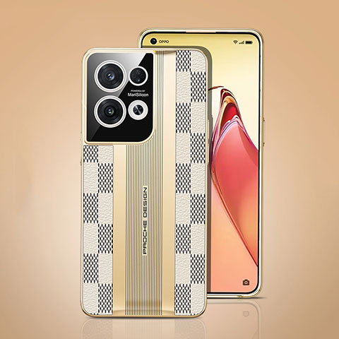 Coque Luxe Cuir Housse Etui JB4 pour Oppo Reno9 5G Blanc