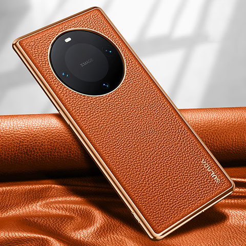 Coque Luxe Cuir Housse Etui LD4 pour Huawei Mate 60 Orange