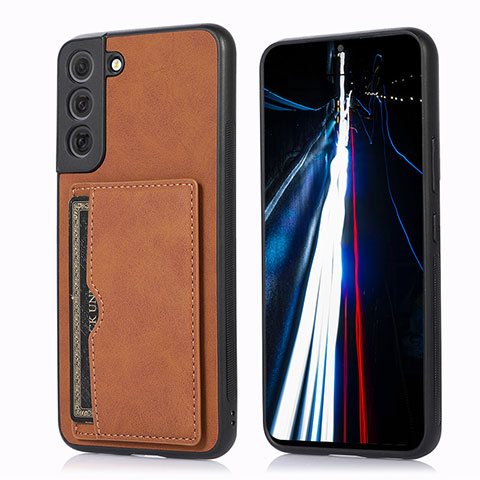 Coque Luxe Cuir Housse Etui M03T pour Samsung Galaxy S22 Plus 5G Marron