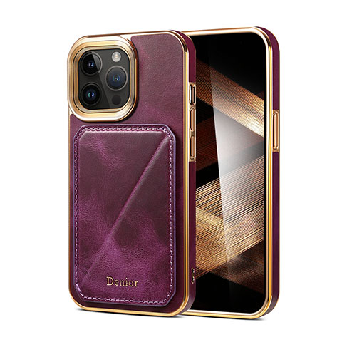 Coque Luxe Cuir Housse Etui MT2 pour Apple iPhone 14 Pro Max Violet