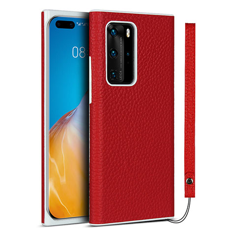 Coque Luxe Cuir Housse Etui N01 pour Huawei P40 Pro Rouge