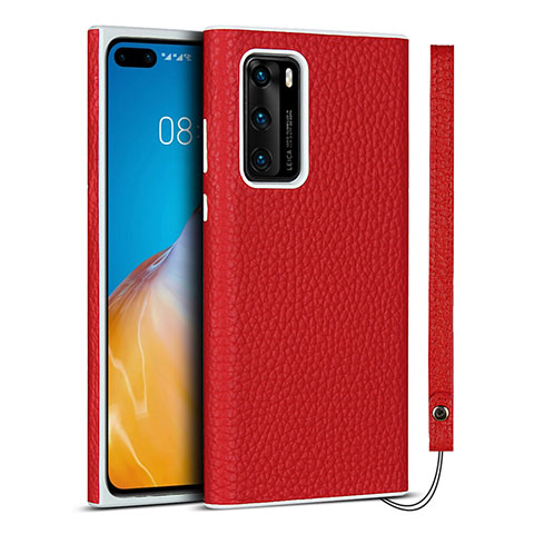 Coque Luxe Cuir Housse Etui N01 pour Huawei P40 Rouge