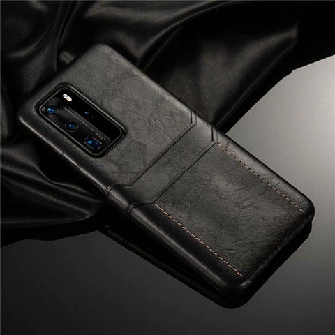 Coque Luxe Cuir Housse Etui N06 pour Huawei P40 Pro Noir