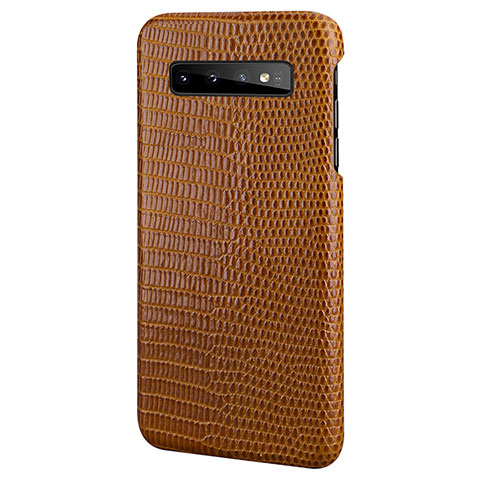 Coque Luxe Cuir Housse Etui P02 pour Samsung Galaxy S10 5G Marron