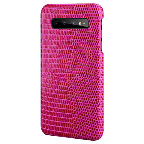 Coque Luxe Cuir Housse Etui P02 pour Samsung Galaxy S10 Rose Rouge