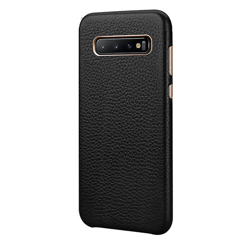 Coque Luxe Cuir Housse Etui P03 pour Samsung Galaxy S10 Plus Noir