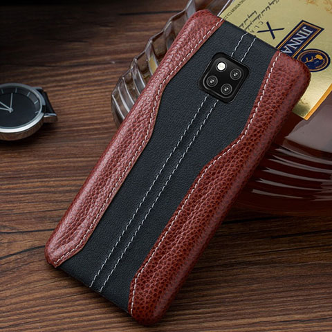 Coque Luxe Cuir Housse Etui pour Huawei Mate 20 RS Marron