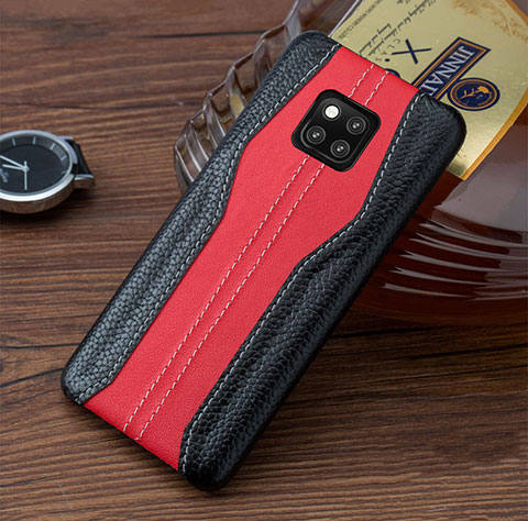 Coque Luxe Cuir Housse Etui pour Huawei Mate 20 RS Rouge et Noir