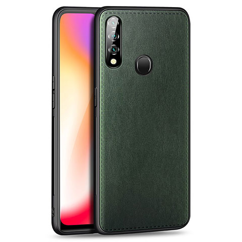 Coque Luxe Cuir Housse Etui pour Oppo A8 Vert