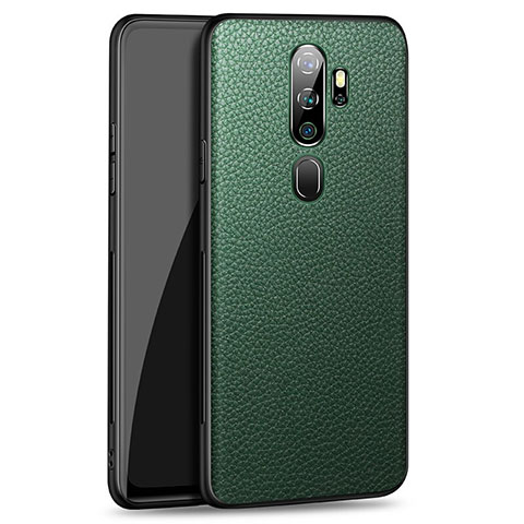 Coque Luxe Cuir Housse Etui pour Oppo A9 (2020) Vert