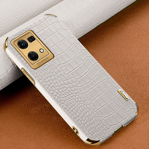 Coque Luxe Cuir Housse Etui pour Oppo Reno7 4G Blanc