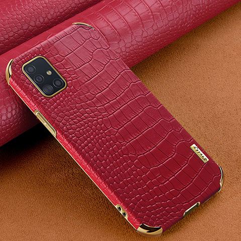 Coque Luxe Cuir Housse Etui pour Samsung Galaxy A51 4G Rouge