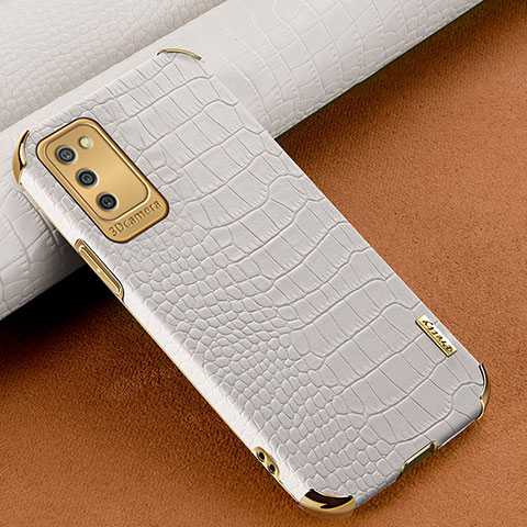 Coque Luxe Cuir Housse Etui pour Samsung Galaxy M02s Blanc