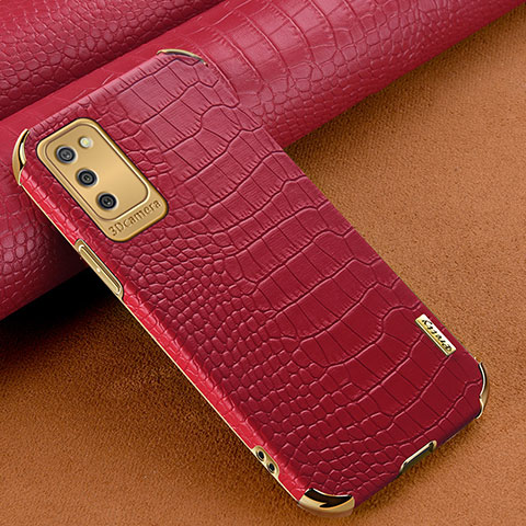 Coque Luxe Cuir Housse Etui pour Samsung Galaxy M02s Rouge