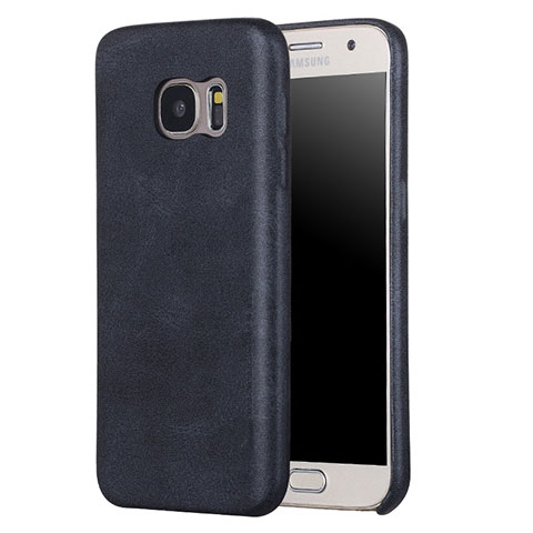 Coque Luxe Cuir Housse Etui pour Samsung Galaxy S7 G930F G930FD Noir
