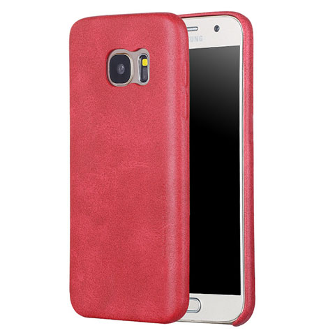 Coque Luxe Cuir Housse Etui pour Samsung Galaxy S7 G930F G930FD Rouge