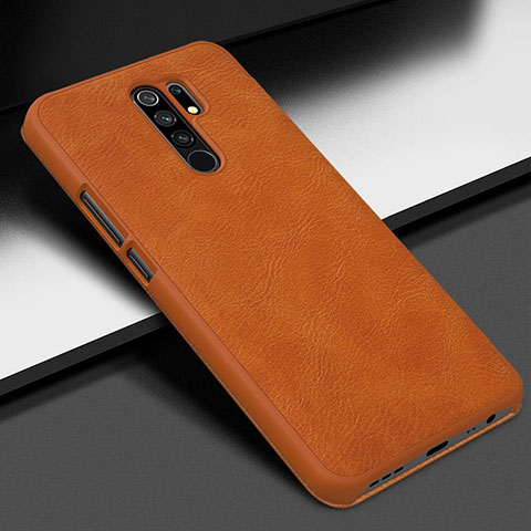 Coque Luxe Cuir Housse Etui pour Xiaomi Redmi 9 Orange
