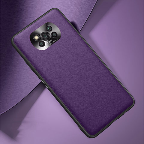 Coque Luxe Cuir Housse Etui QK2 pour Xiaomi Poco X3 Pro Violet
