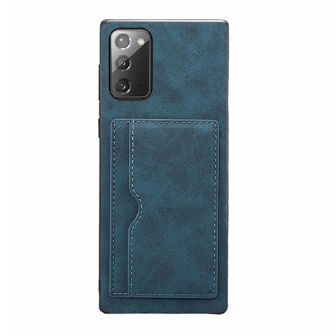 Coque Luxe Cuir Housse Etui R01 pour Samsung Galaxy Note 20 5G Bleu