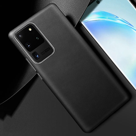 Coque Luxe Cuir Housse Etui R01 pour Samsung Galaxy S20 Ultra Noir