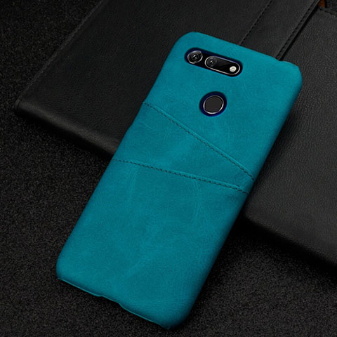 Coque Luxe Cuir Housse Etui R02 pour Huawei Honor View 20 Cyan