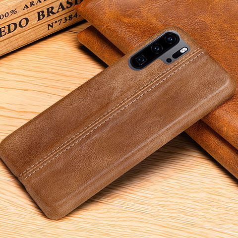 Coque Luxe Cuir Housse Etui R02 pour Huawei P30 Pro New Edition Orange
