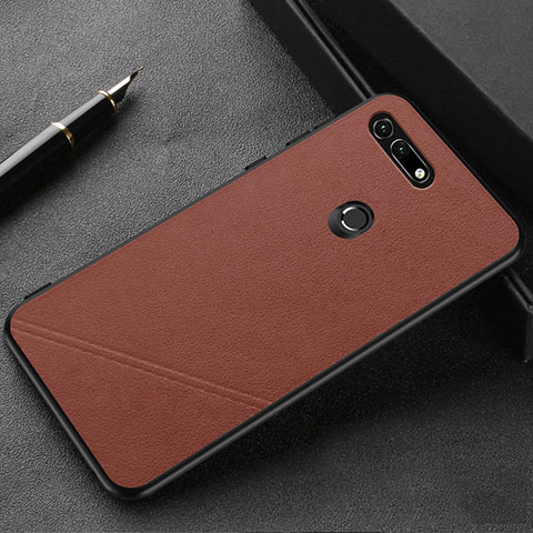 Coque Luxe Cuir Housse Etui R03 pour Huawei Honor View 20 Marron