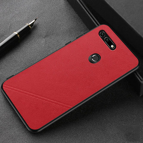 Coque Luxe Cuir Housse Etui R03 pour Huawei Honor View 20 Rouge