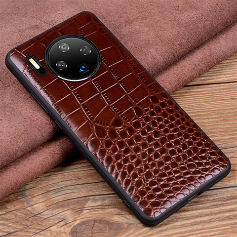 Coque Luxe Cuir Housse Etui R03 pour Huawei Mate 30 Pro 5G Marron