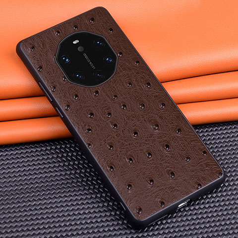 Coque Luxe Cuir Housse Etui R03 pour Huawei Mate 40 RS Marron