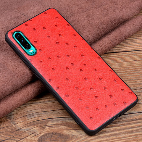 Coque Luxe Cuir Housse Etui R03 pour Huawei P30 Rouge