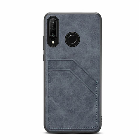 Coque Luxe Cuir Housse Etui R04 pour Huawei P30 Lite New Edition Gris Fonce