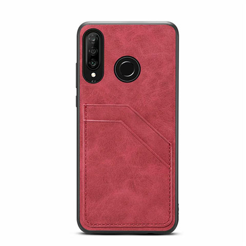 Coque Luxe Cuir Housse Etui R04 pour Huawei P30 Lite Rouge