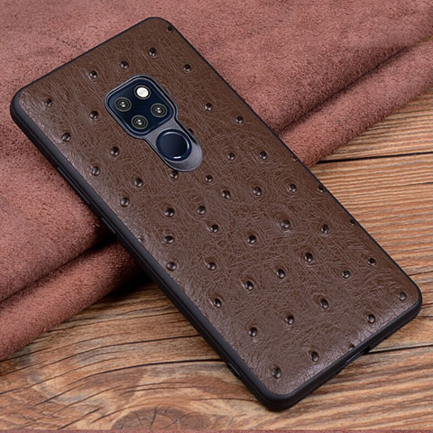 Coque Luxe Cuir Housse Etui R05 pour Huawei Mate 20 Marron