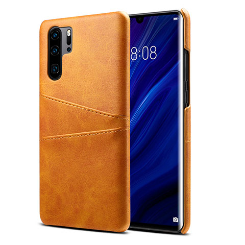 Coque Luxe Cuir Housse Etui R05 pour Huawei P30 Pro New Edition Orange