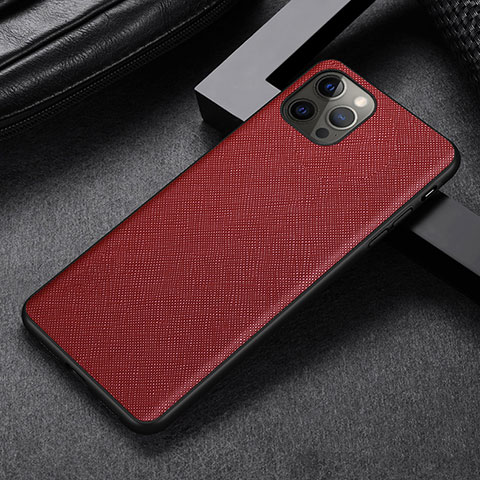 Coque Luxe Cuir Housse Etui R07 pour Apple iPhone 12 Pro Max Rouge